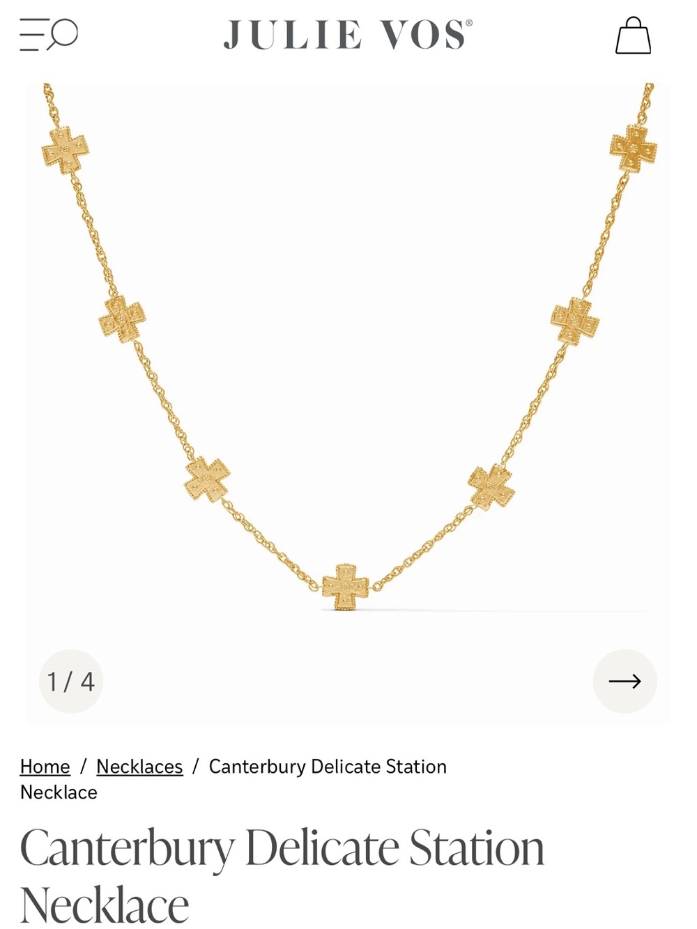 Julie Vos Gold Canterbury Delicate Station Necklace